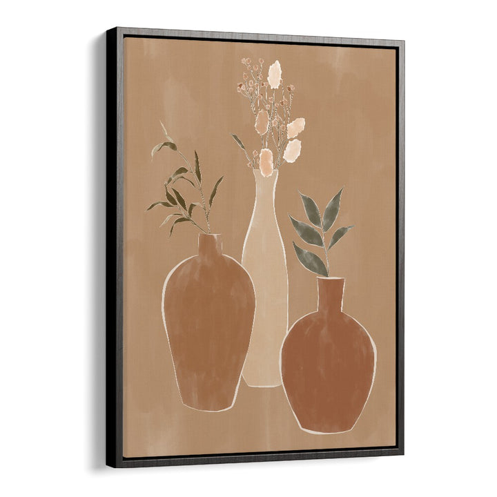 Dried Flower Banquet By Ivy Green Boho Wall Art Paintings in Black Floater Frame