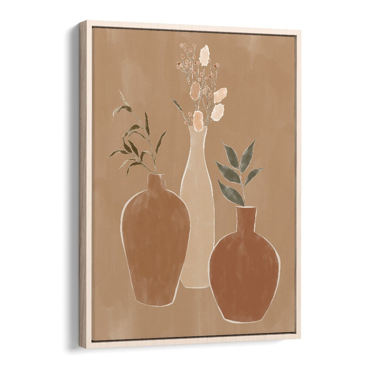 Dried Flower Banquet By Ivy Green Boho Wall Art Paintings in Oak Wood Floater Frame