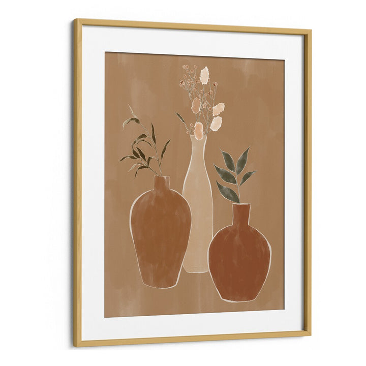 Dried Flower Banquet By Ivy Green Boho Wall Art Paintings in Oak Wood Frame With Mount