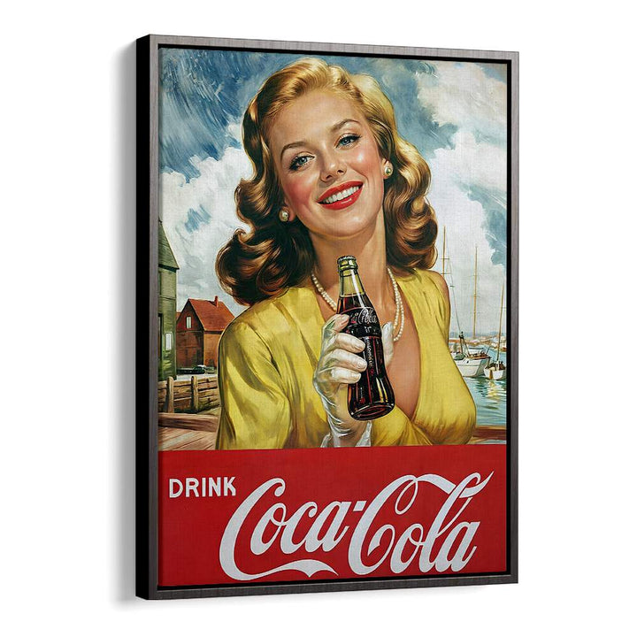 Drink Coke Bar Posters Cafe Art Prints in Black Floater Frame