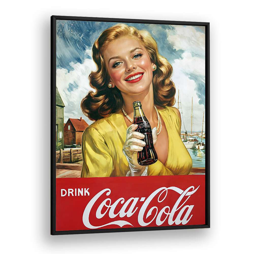 Drink Coke Bar Posters Cafe Art Prints in Black Plain Frame