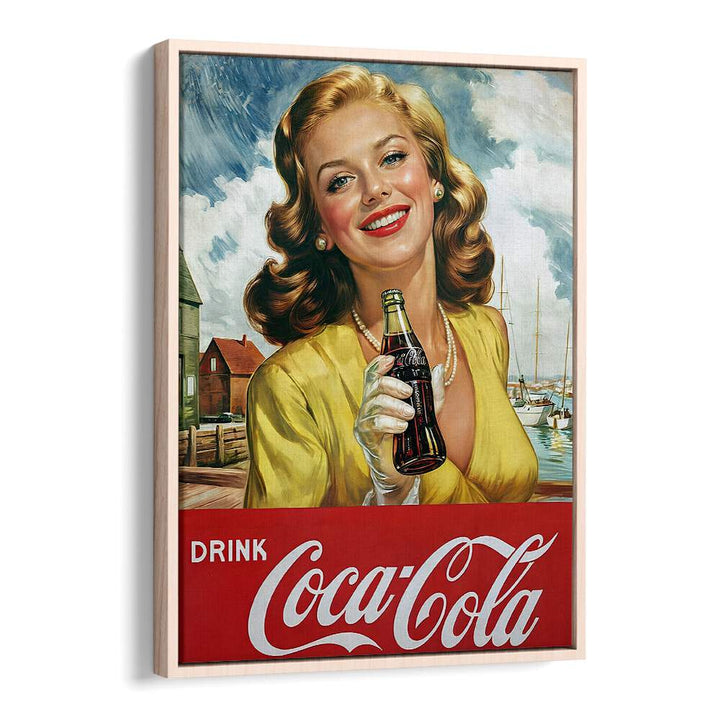 Drink Coke Bar Posters Cafe Art Prints in Oak Wood Floater Frame