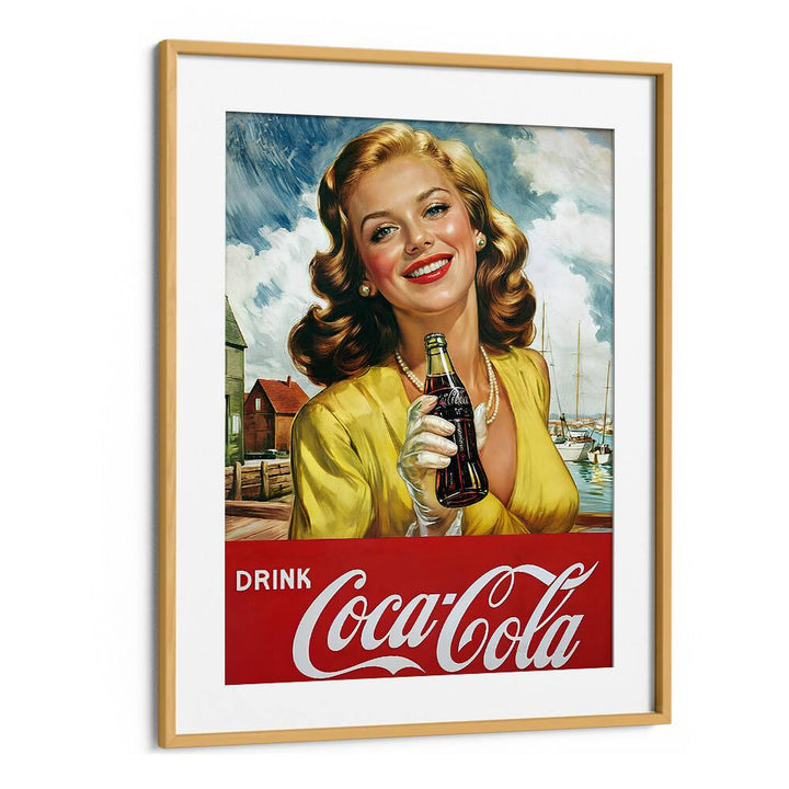 Drink Coke Bar Posters Cafe Art Prints in Oak Wood Frame With Mount