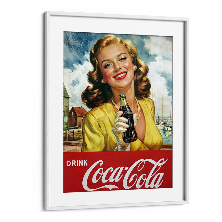 Drink Coke Bar Posters Cafe Art Prints in White Frame With Mount