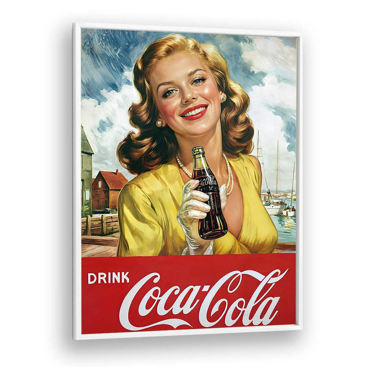 Drink Coke Bar Posters Cafe Art Prints in White Plain Frame