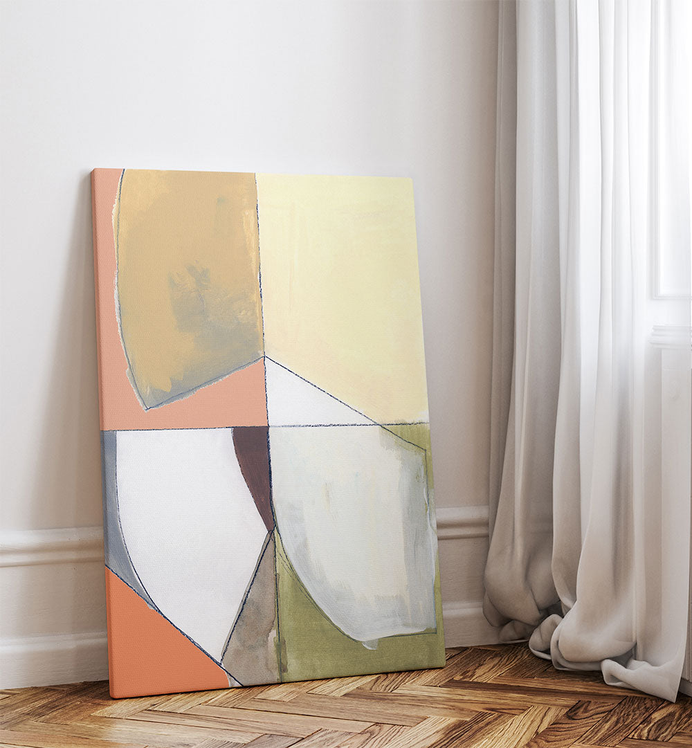 DUSTY PINK YELLOW ABSTRACT I , ABSTRACT PAINTINGS