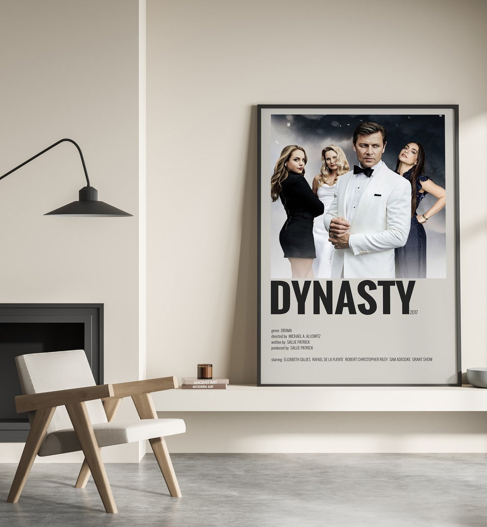 Dynasty 2017 ii Movie Posters in Black Plain Frame place on a wall behind a chair beside lamp