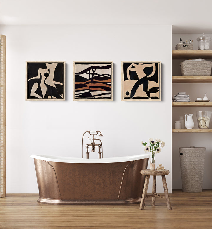 EARTHBOUND ABSTRACTS SET , SET OF 3 PAINTINGS