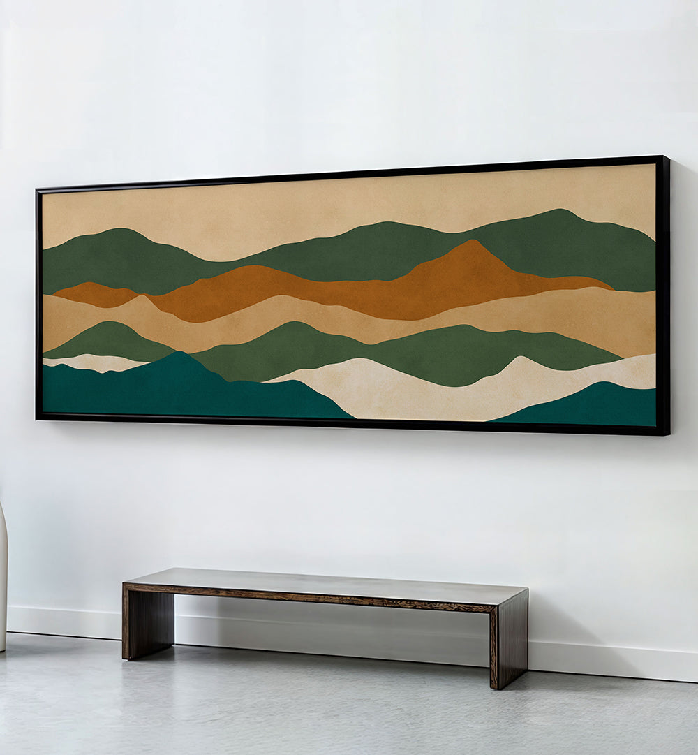 EARTHY LAYERED MOUNTAINS , PANORAMIC ART