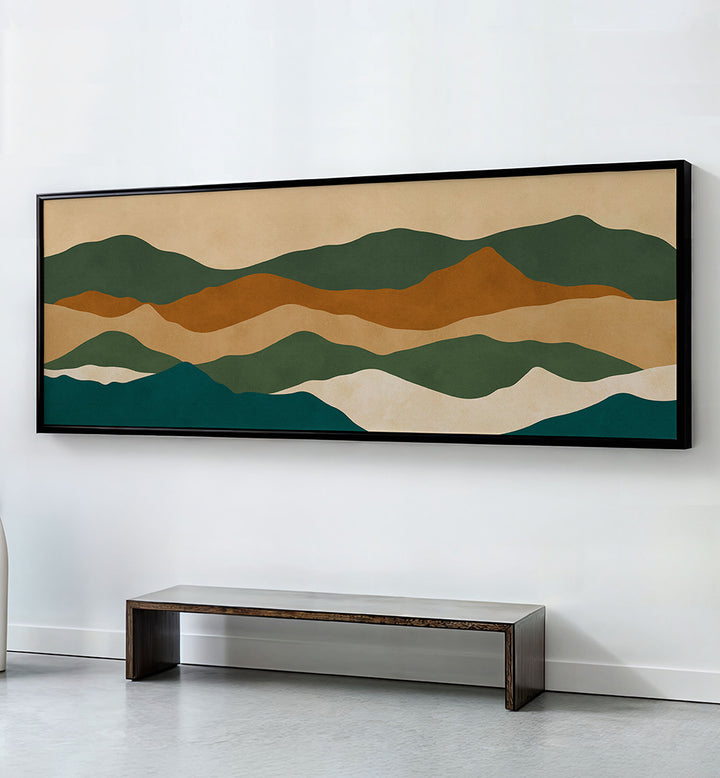 EARTHY LAYERED MOUNTAINS , PANORAMIC ART