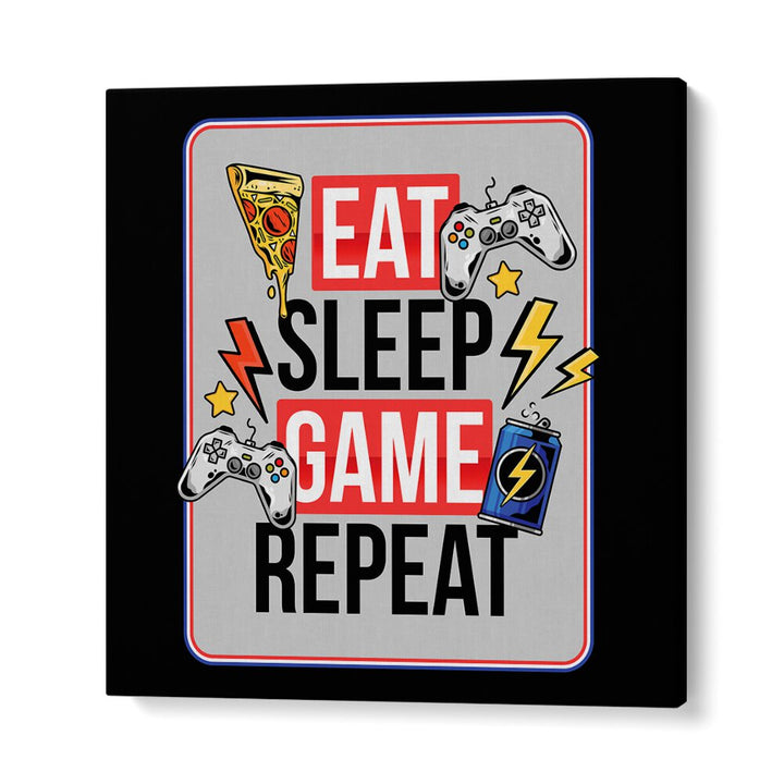 Eat Sleep Game Repeat Gaming Art Artwork in Gallery Wrap