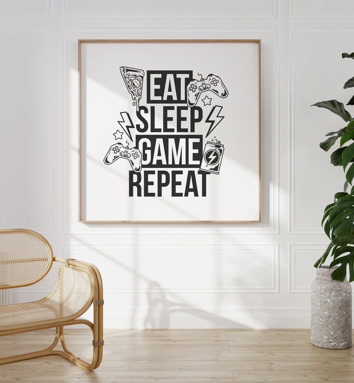 Eat Sleep Game Repeat II   Gaming Art Artwork Placed on a wall In A Living Room 