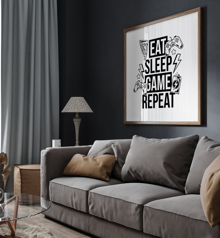 Eat Sleep Game Repeat II   Gaming Art Artwork Placed on a wall In A Living Room 