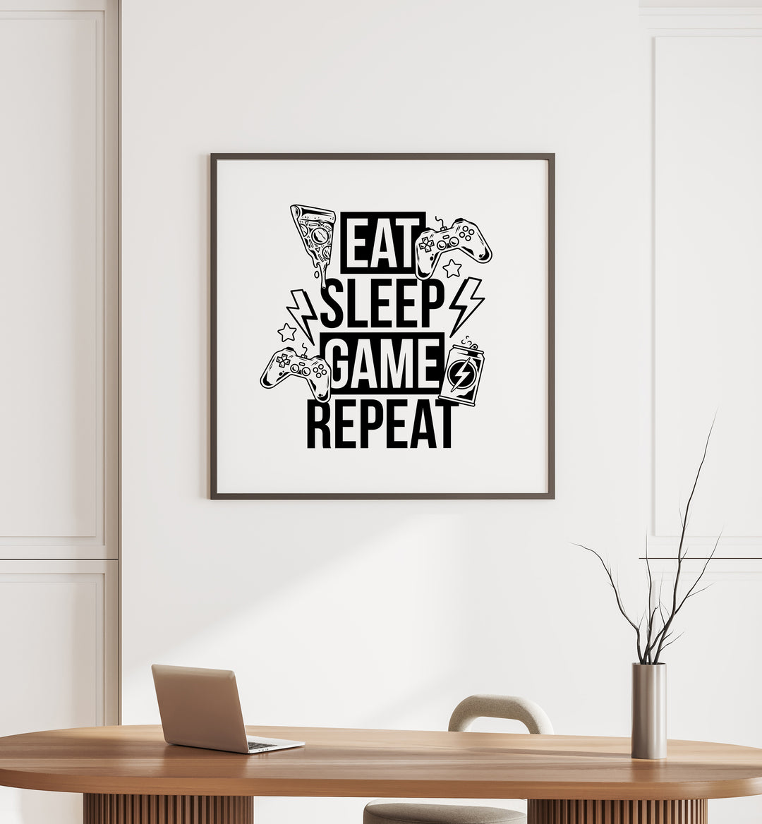 Eat Sleep Game Repeat II   Gaming Art Artwork Placed on a wall In A Living Room 