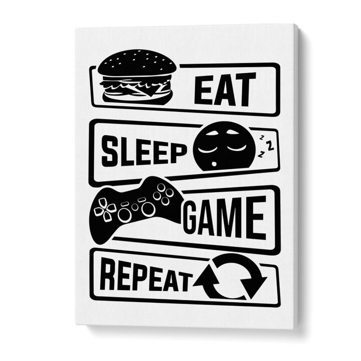 Eat Sleep Game Repeat III Gaming Art Artwork in Gallery Wrap