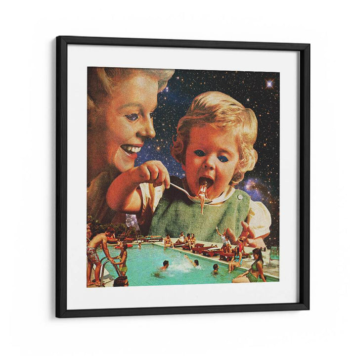 Eat Up  Surreal Painting Artwork  in Black Frame With Mount
