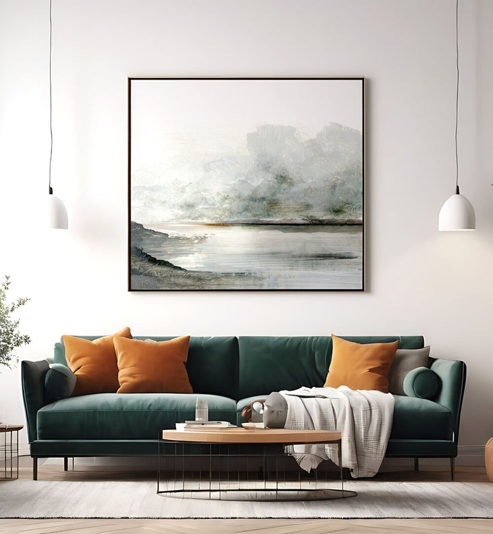 Elevate your home decor with EBB, ABSTRACT PAINTINGS, featuring a tranquil landscape and modern aesthetic.