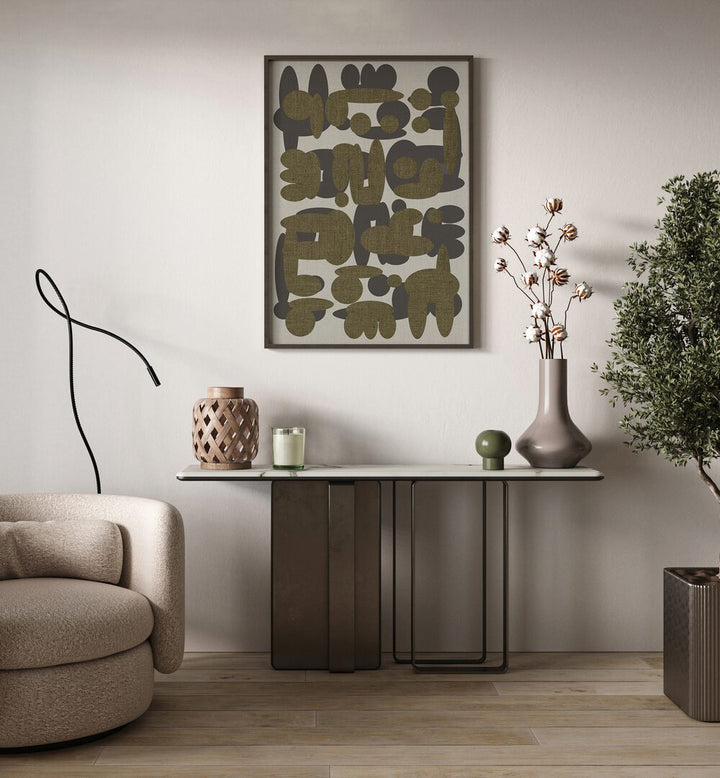 Stylish interior featuring EBONY SHAPES II, ABSTRACT PAINTINGS, adding elegance and modern aesthetics to any space.