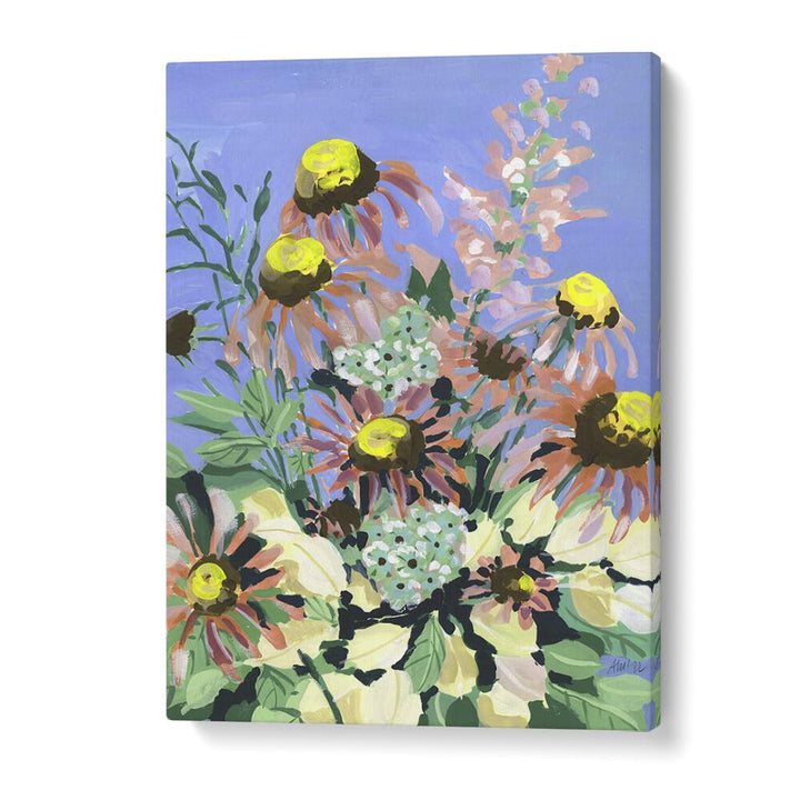 Echinacea Blue Sky By Ania Zwara Botanical Flower Paintings Artwork in Gallery Wrap