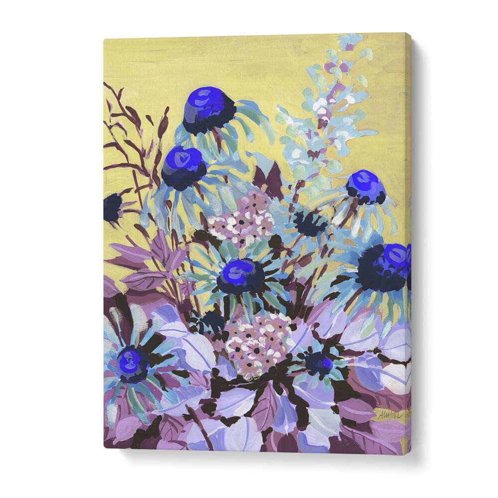 Echinacea Cobalt Blue By Ania Zwara Botanical Flower Paintings Artwork in Gallery Wrap