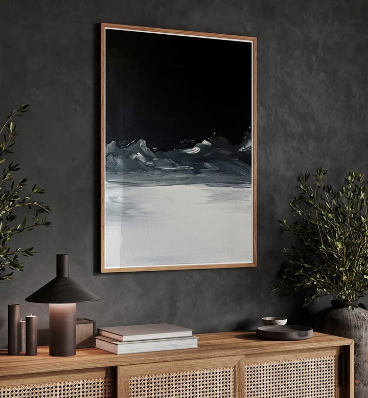 ECHOES OF DISTANT, ABSTRACT PAINTINGS displayed in a stylish room with modern decor, enhancing emotional depth.