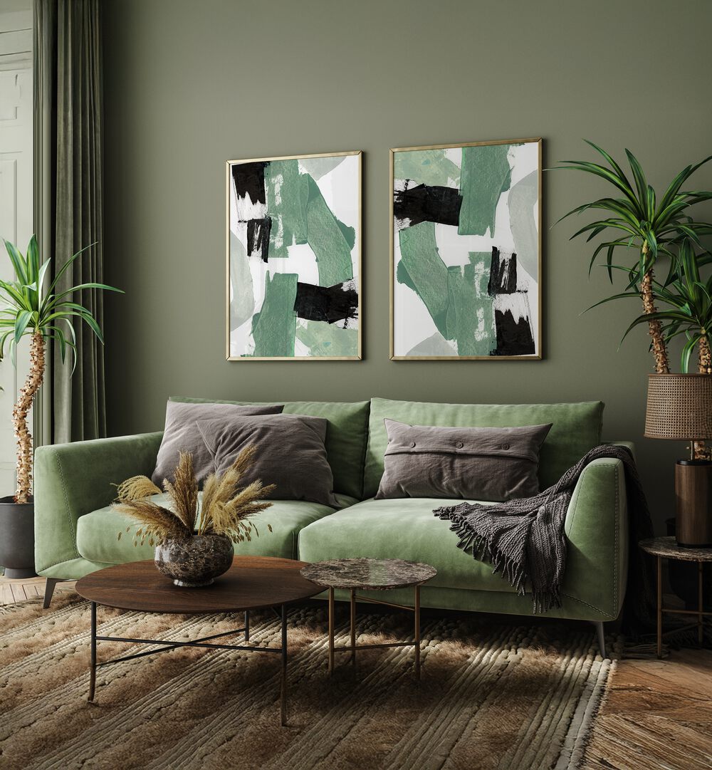 ECHOES OF JADE SET , SET OF 2 PAINTINGS