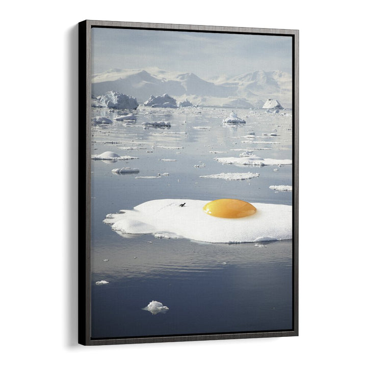 Egg Berg Arctic Egg Sunny Side Up Surreal Art Artwork in Black Floater Frame
