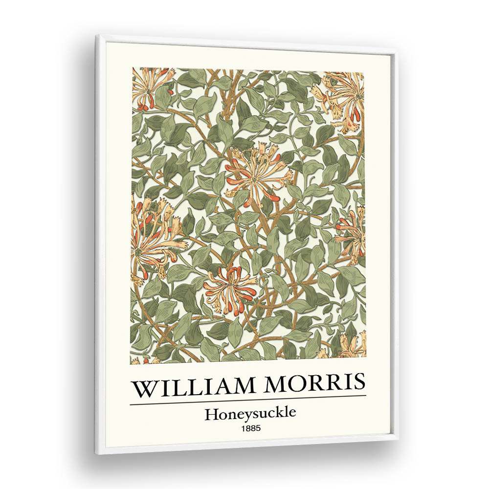 Elegance In Bloom William Morris' Honeysuckle, 1885 William Morris's art painting Artwork in White Plain Frame