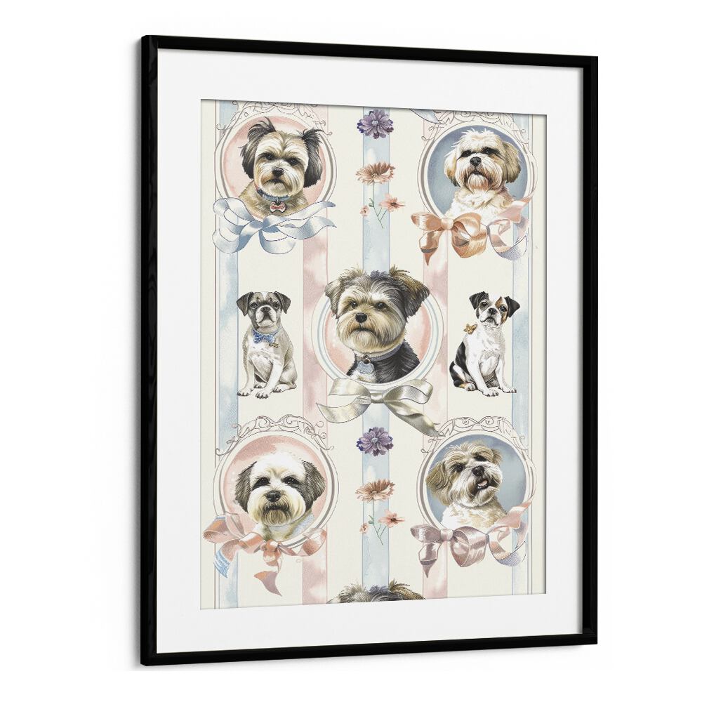 Elegant Canines Kids Art Artwork in Black Frame With Mount
