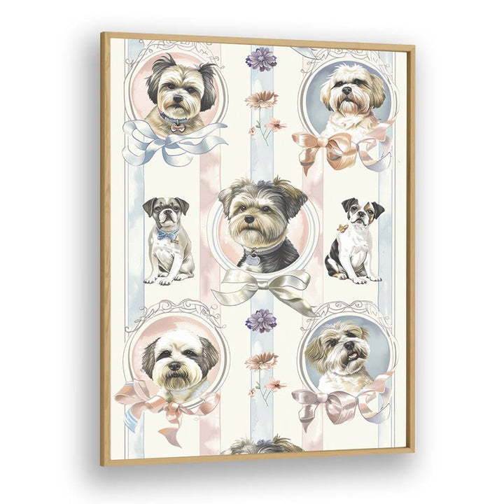 Elegant Canines Kids Art Artwork in Oak Wood Plain Frame
