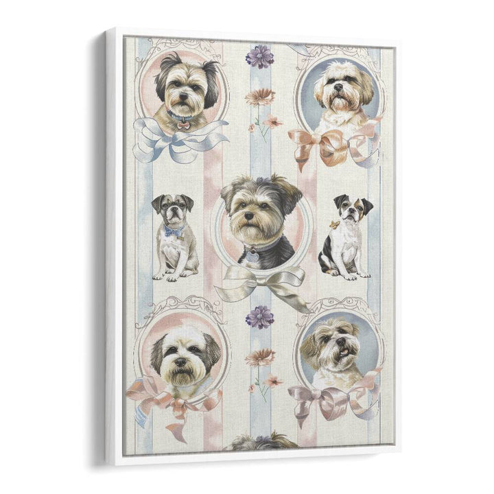 Elegant Canines Kids art painting Artwork in White Floater Frame
