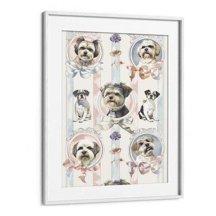 Elegant Canines Kids Art Artwork in White Frame With Mount