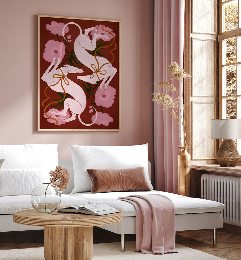ELEGANT GREYHOUNDS AND FLOWERS