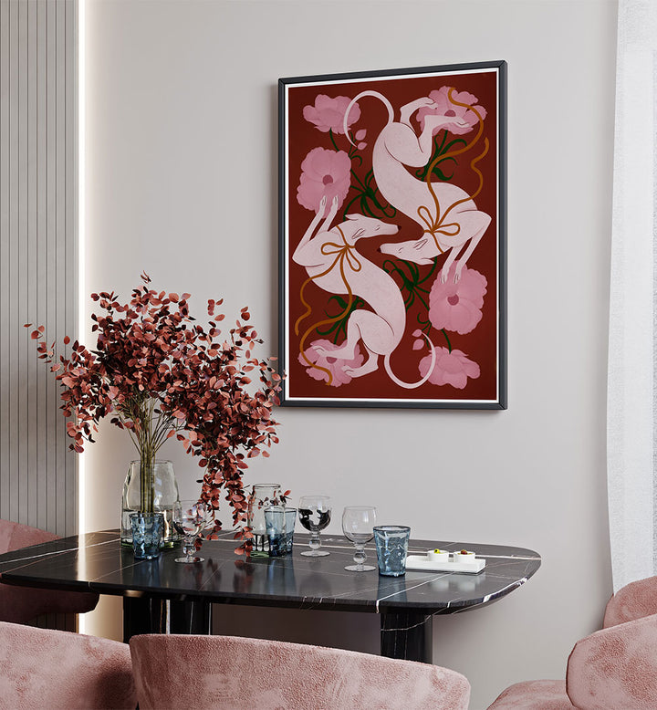 ELEGANT GREYHOUNDS AND FLOWERS