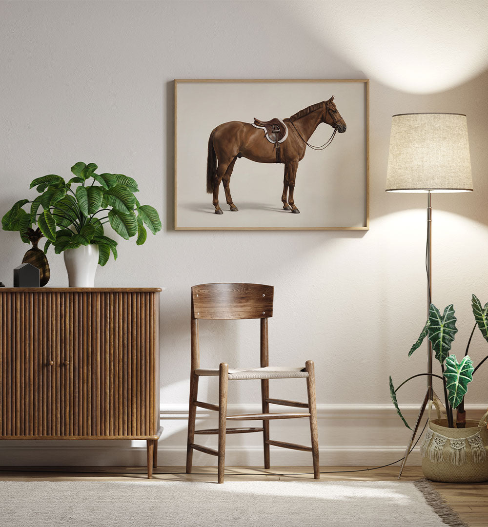 ELEGANT SADDLED HORSE