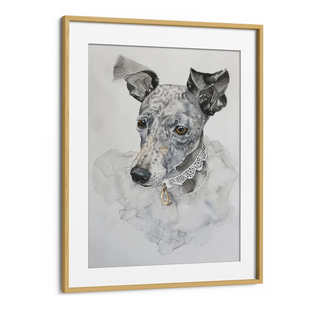 Elegant Sadie Kids Art Artwork in Oak Wood Frame With Mount
