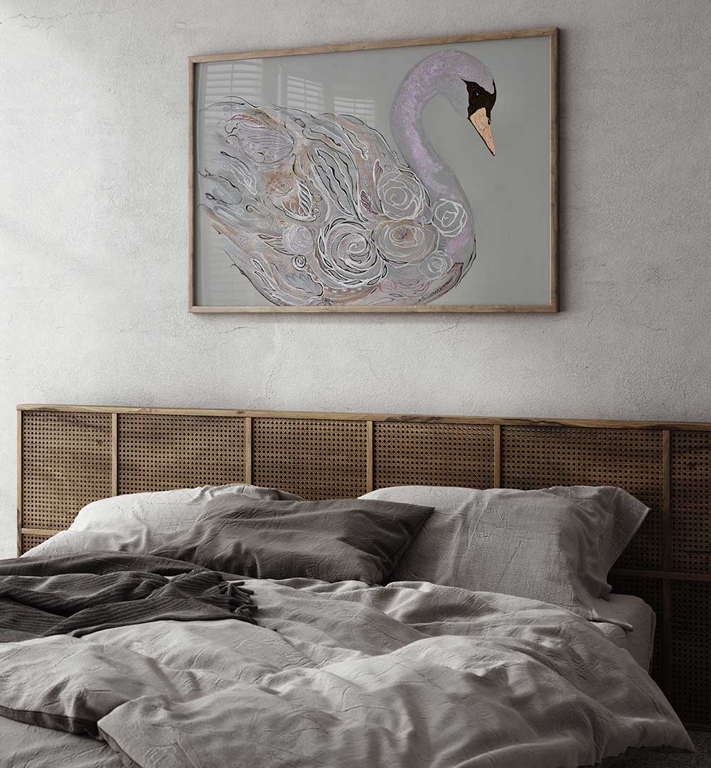 Elegant Swan Animal Paintings enhance your decor with grace and beauty in a captivating abstract style.