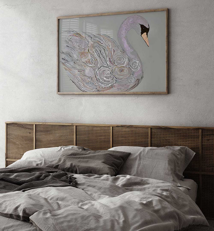 Elegant Swan Animal Paintings enhance your decor with grace and beauty in a captivating abstract style.