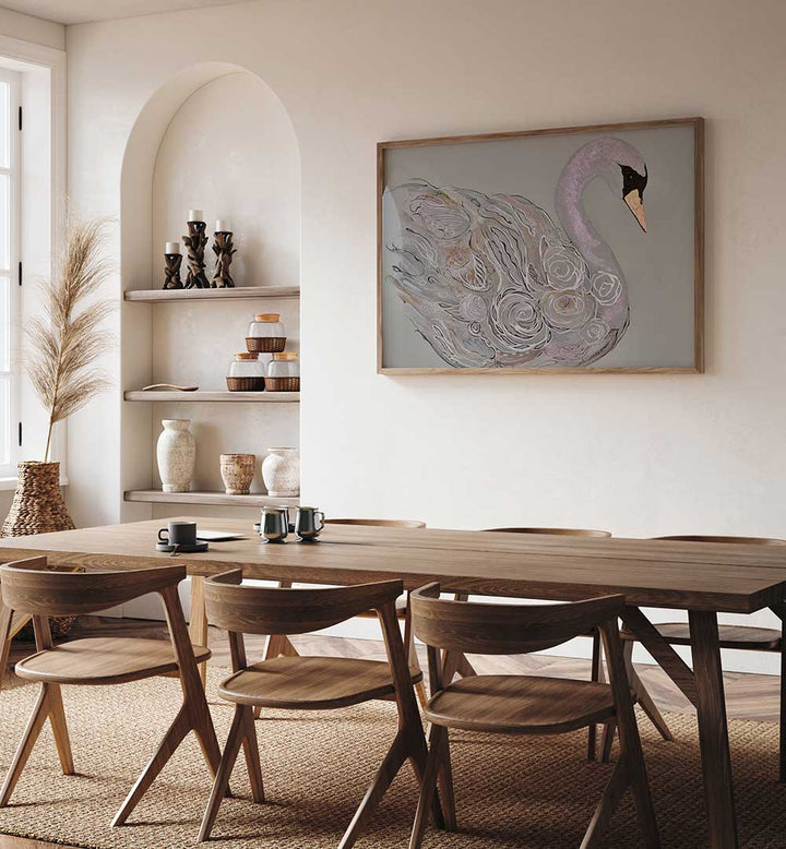 Elegant Swan animal painting adds grace and beauty to your space, enhancing any decor with its captivating style.