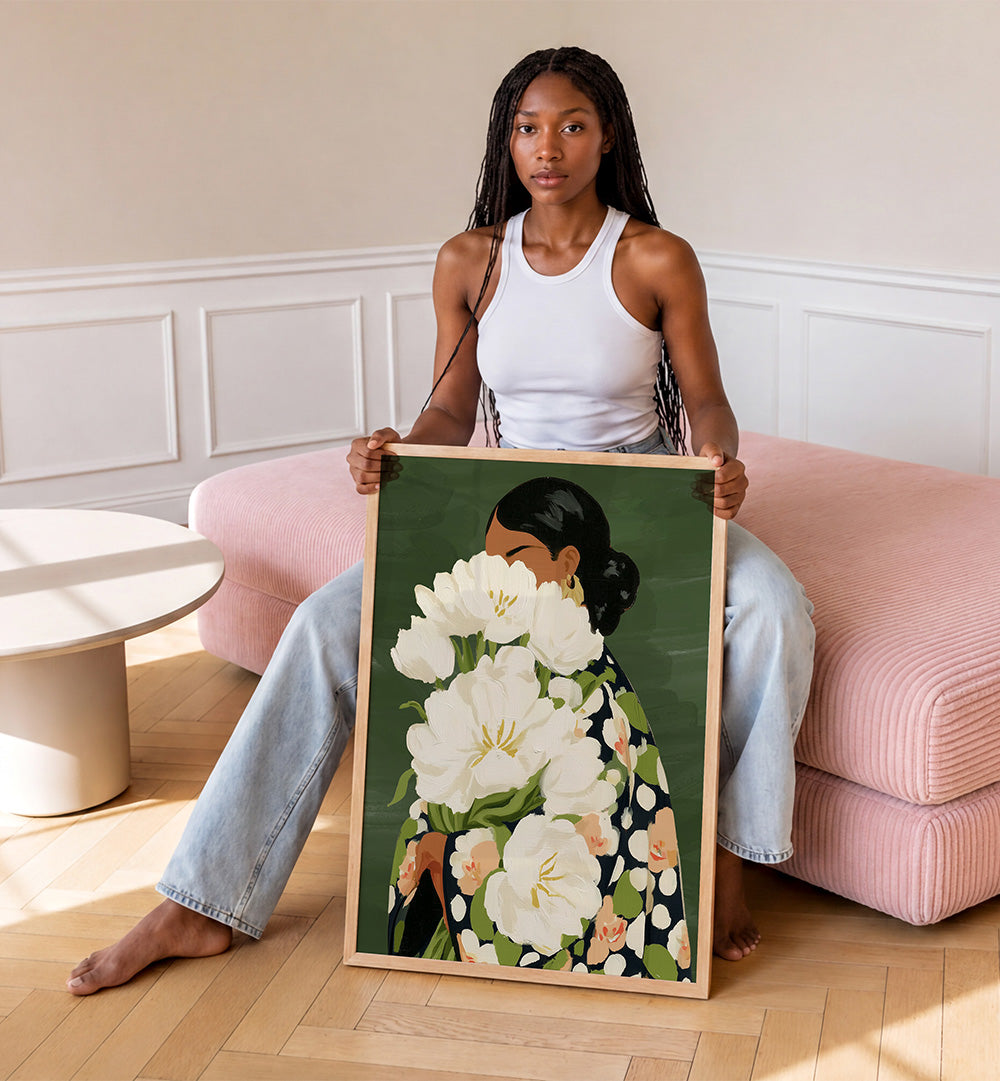ELEGANT WOMAN AND FLOWERS