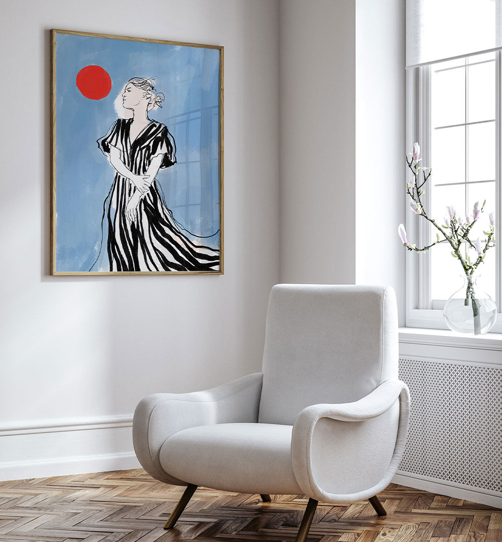ELEGANT WOMAN RED SUN
