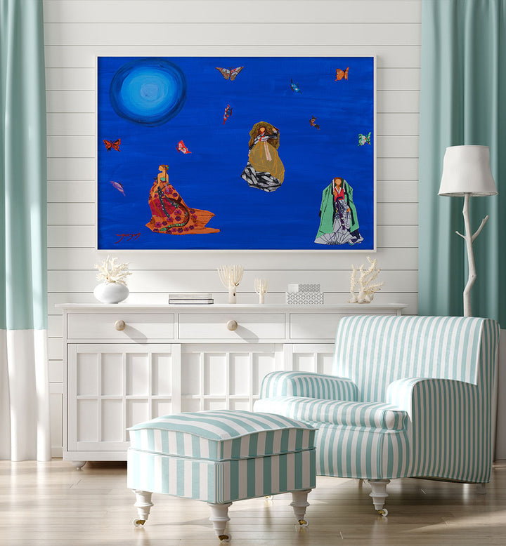 ELEGANT WOMEN FLYING BUTTERFLIES
