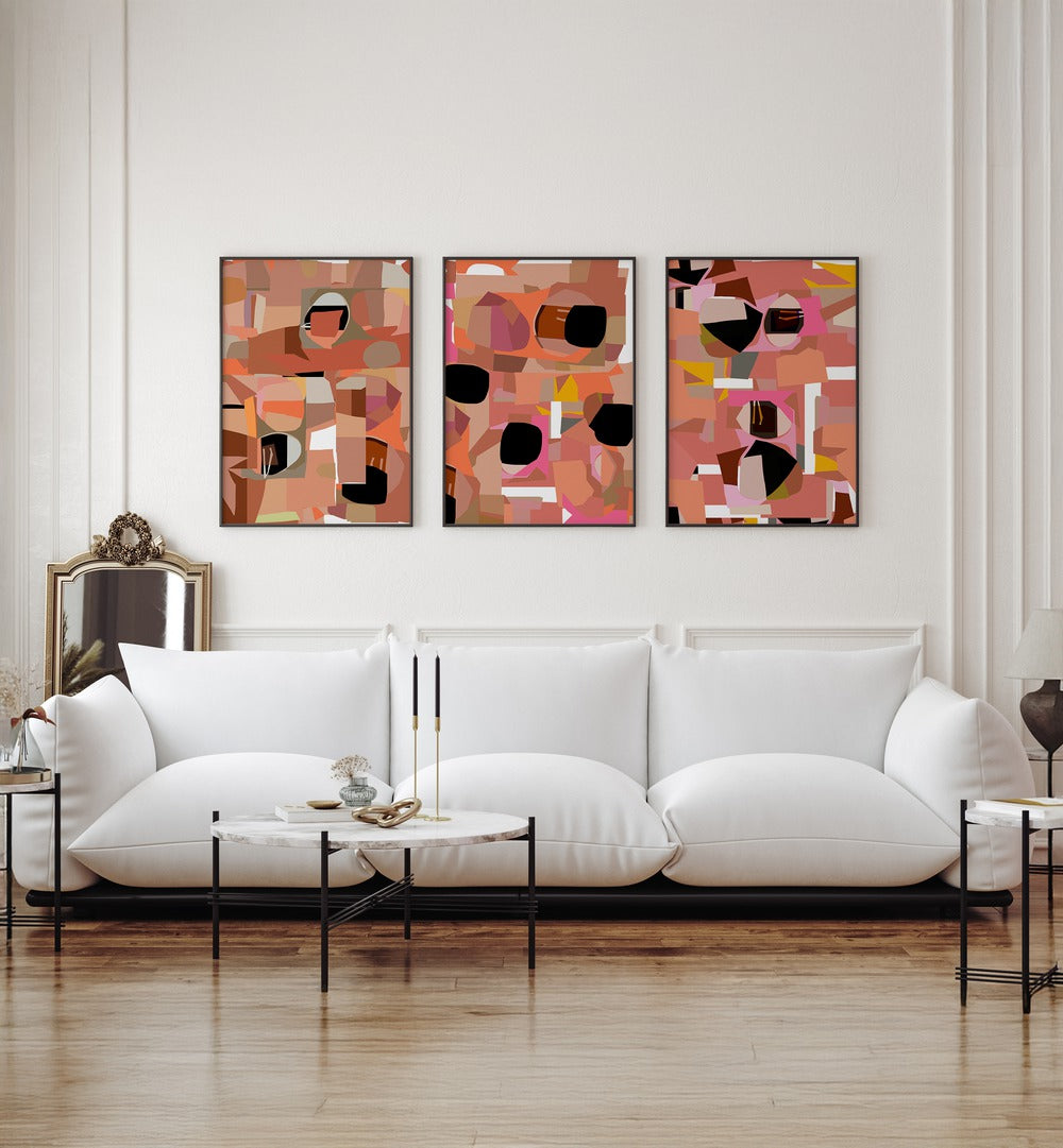 EMBER ECHOES SET , SET OF 3 PAINTINGS