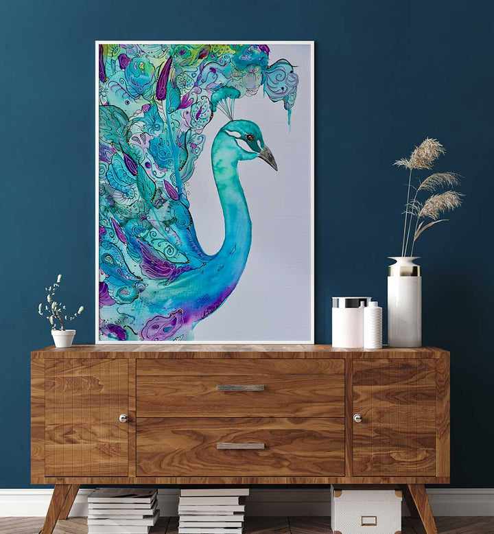 Vibrant EMERALD PEACOCK, ANIMAL PAINTINGS add elegance and color to your living space, perfect for art lovers.