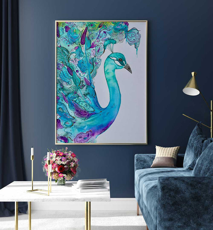 Captivating EMERALD PEACOCK, ANIMAL PAINTINGS, adding vibrant elegance to your living space and art collection.