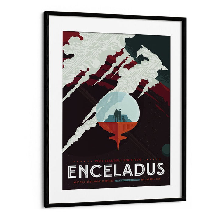 Enceladus Astronaut & Nasa Paintings, Space Art Prints Artwork in Black Frame With Mount
