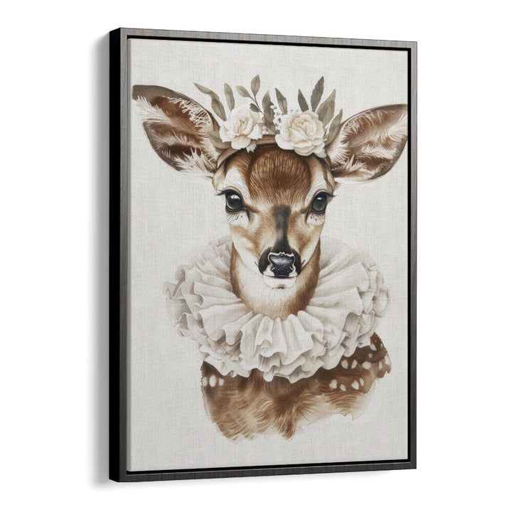 Enchanted Doe Delight Kids Art Artwork in Black Frame With Mount
