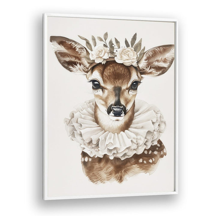 Enchanted Doe Delight Kids art Artwork in White Plain Frame White
