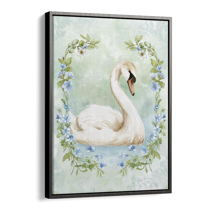 Enchanted Waters Swan Lake II Kids Art Artwork in Black Floater Frame
