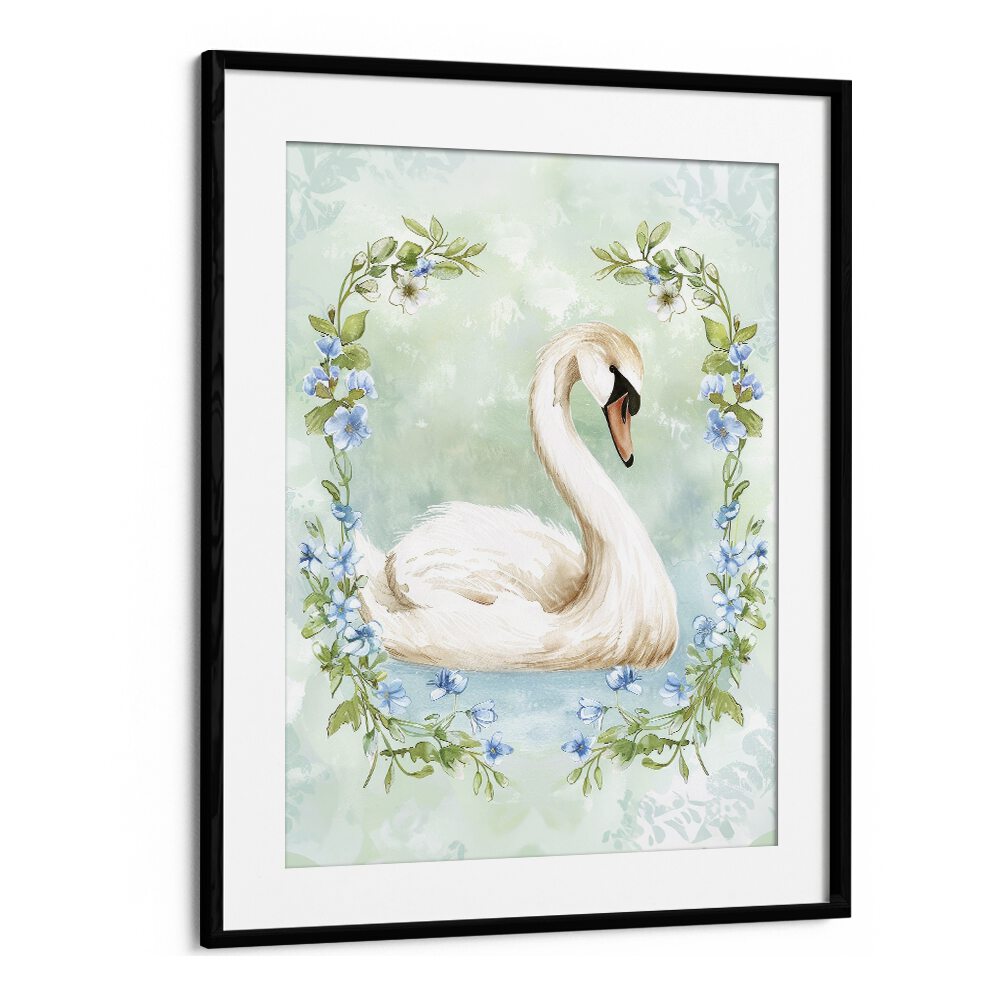 Enchanted Waters Swan Lake II Kids Art Artwork in Black Frame With Mount
